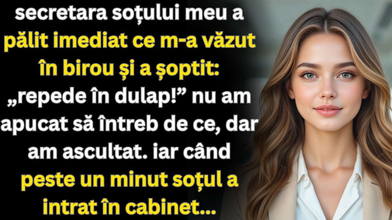 Secretara a șoptit „Repede în dulap!” A încuiat ușa… Un minut mai târziu am auzit vocea soțului