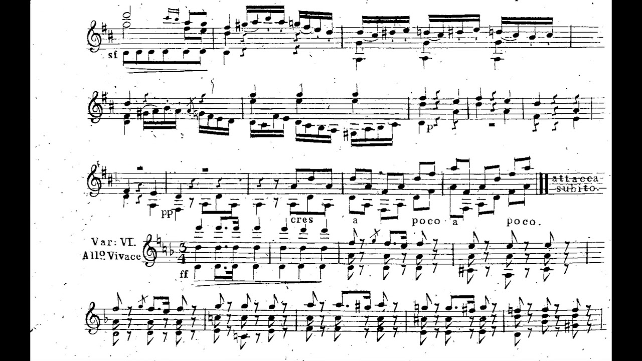 Mauro Giuliani - Six Variations on Folies d'Espagne for Guitar, Op. 45 (c. 1811) [Score-Video]