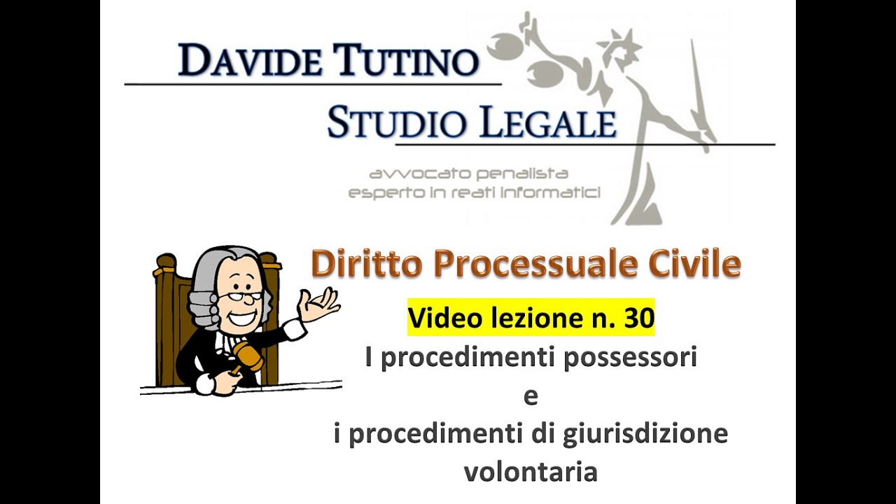 Diritto processuale civile - Video Lezione n.30: I procedimenti possessori e i procedimenti di VG