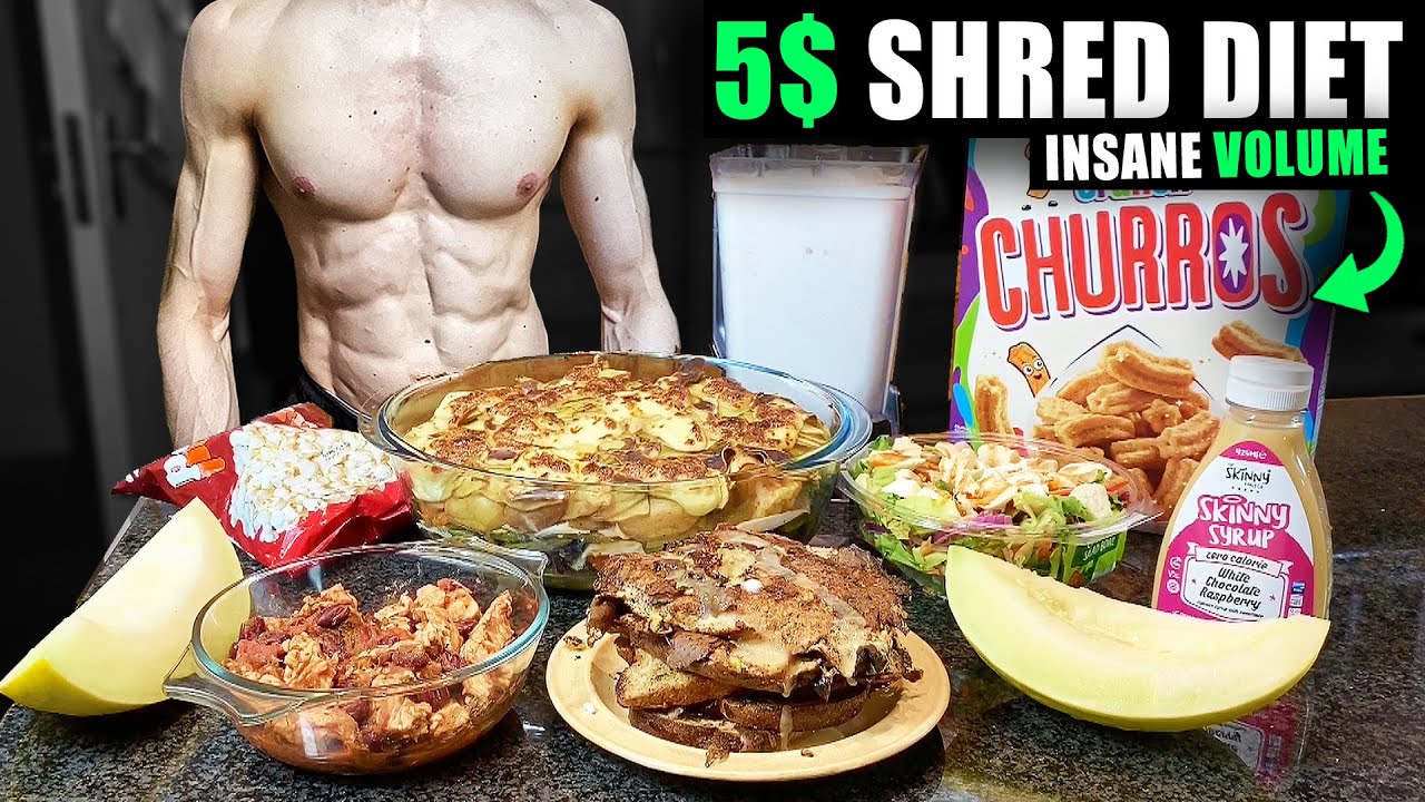 *5$ SHREDDING DIET* | HIGH VOLUME full day of eating for fat loss | Extra high protein diet plan