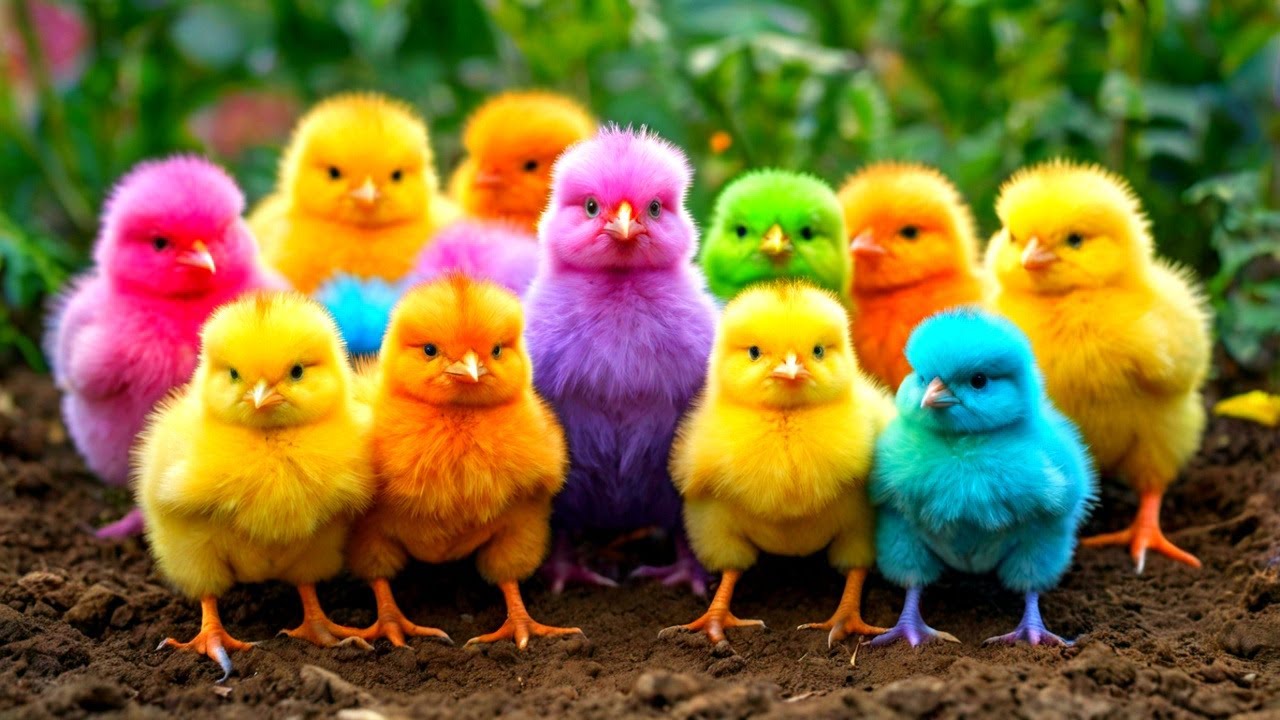 World Cute Chickens, Colorful Chickens, Rainbows Chickens, Cute Ducks, Cat, Rabbit, Cute Animals