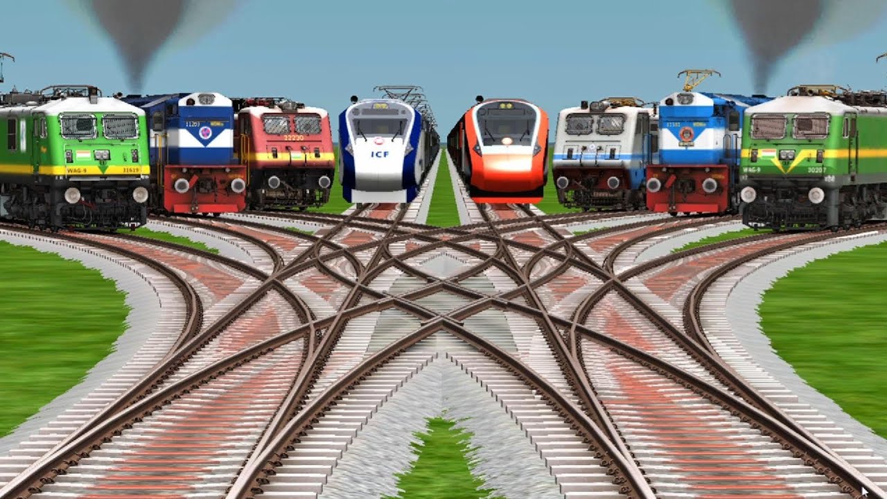 8 Indian Trains Simulator Classic Video On Realistic Locomotive Tracks || Indian railways crossing 