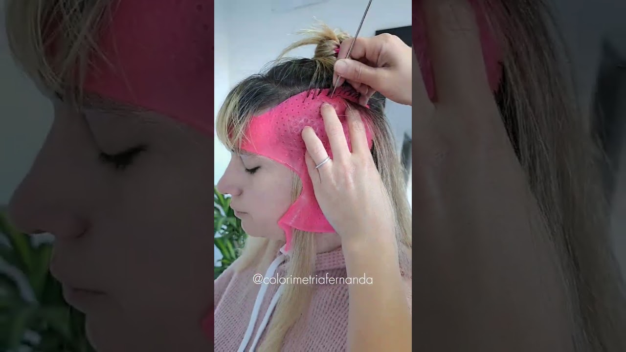 Tecnica unicornio reflejos con gorros mechas con bandas o folios