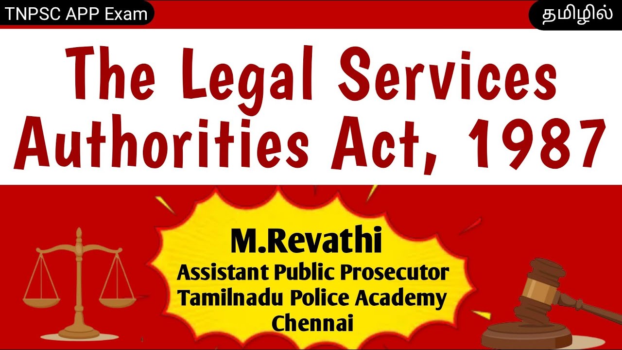 The Legal Services Authorities Act, 1987 |M.Revathi APP |Tamilnadu Police Academy | Chennai |