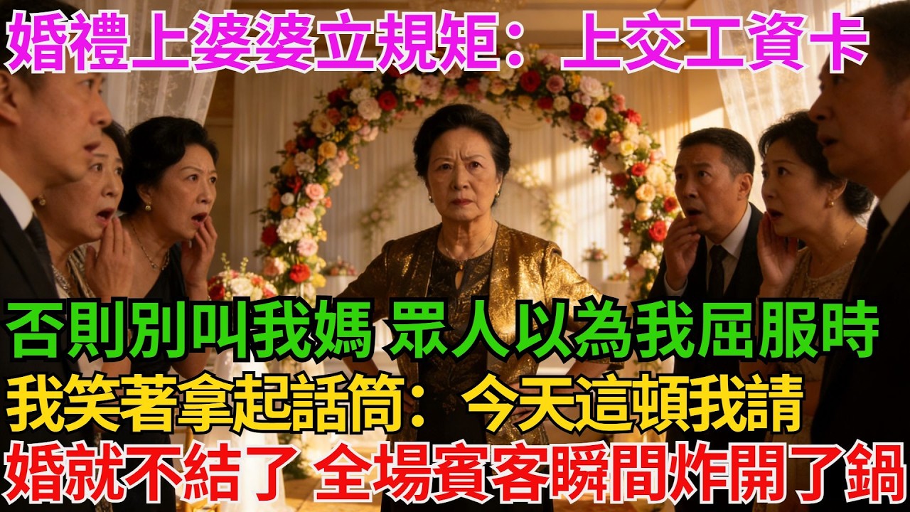 婚禮上婆婆立規矩：上交工資卡，否則別叫我媽！眾人以為我屈服時，我笑著拿起話筒：今天這頓我請，婚就不結了！全場賓客瞬間炸開了鍋！【阿馨夜讀】#故事分享#情感#婆媳矛盾#AA制