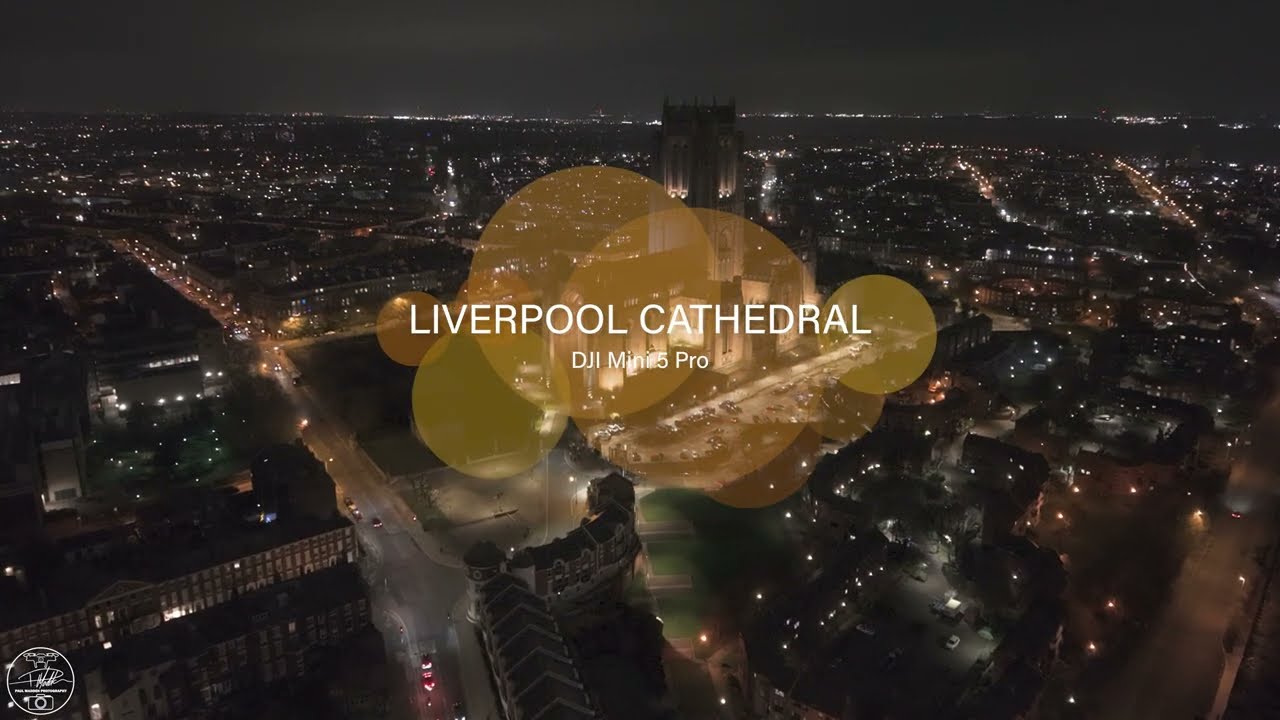 Liverpool Anglican Cathedral at night - DJI Mini 5 Pro - 4K