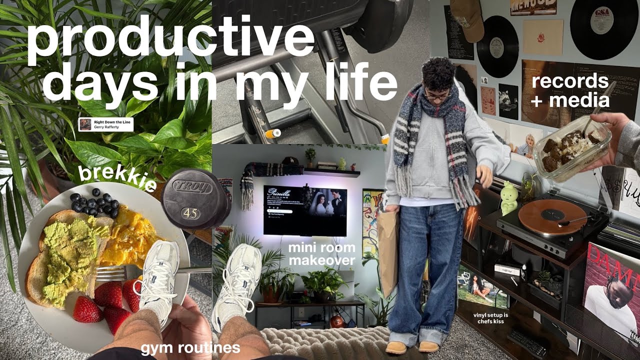 productive days in my life | mini room makeover, gym routines, new media, + cleaning
