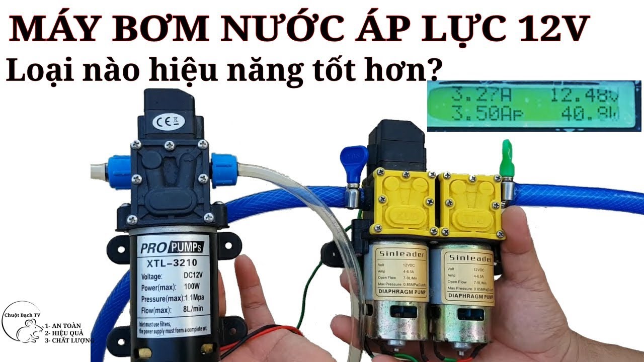 SO SÁNH HIỆU NĂNG 2 LOẠI MÁY BƠM NƯỚC ÁP LỰC 12V