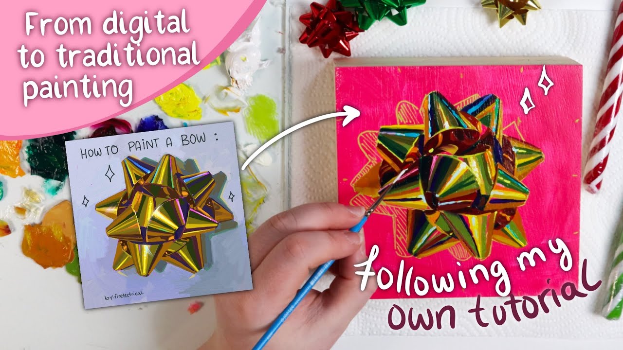 Painting a bow super EASY step by step | Following my own TUTORIAL!