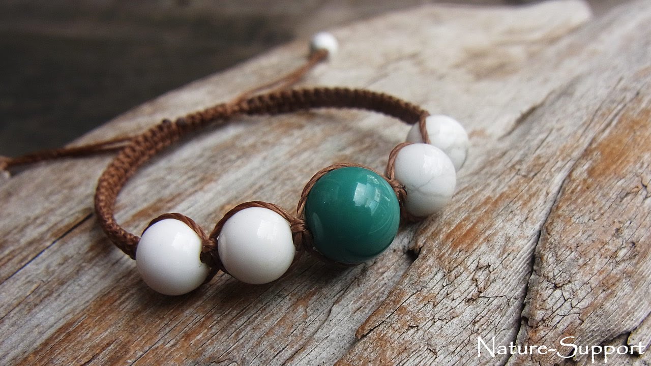 平編みブレスレットの作り方 Macrame Single Bracelet Tutorial  【マクラメ編み】