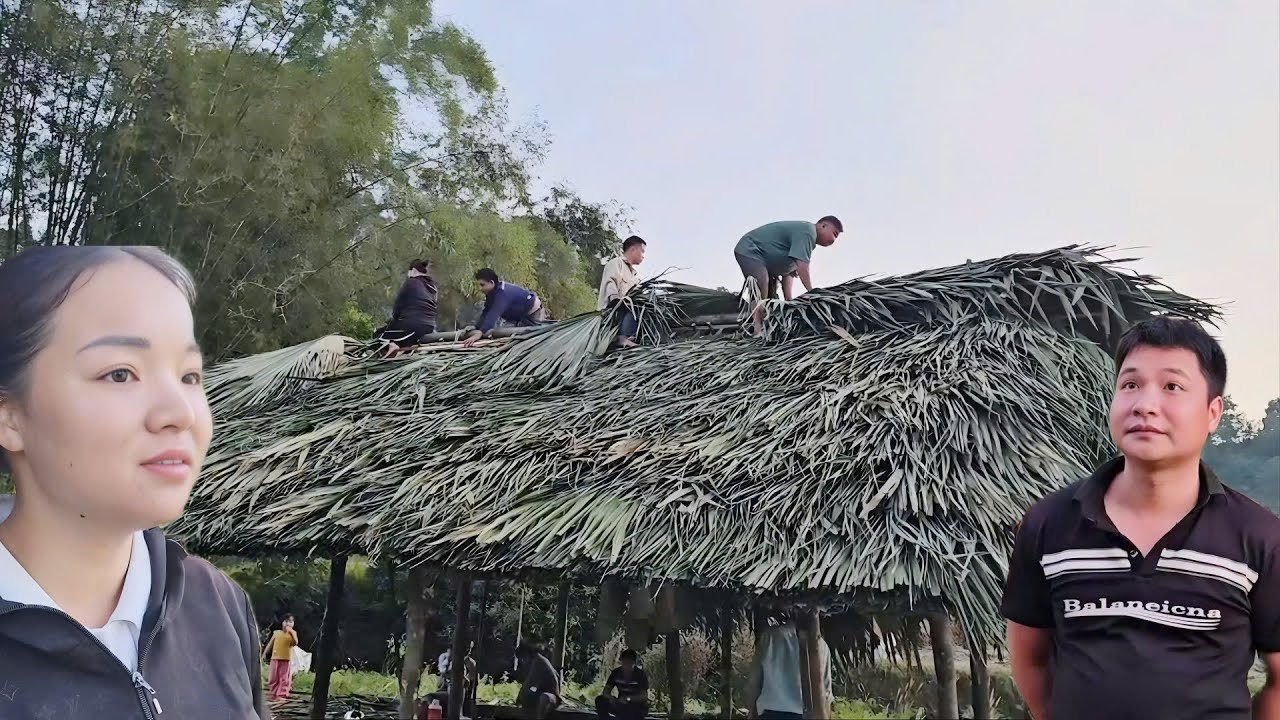 Thanks to everyone's help, Hang completed her house. She felt very grateful.