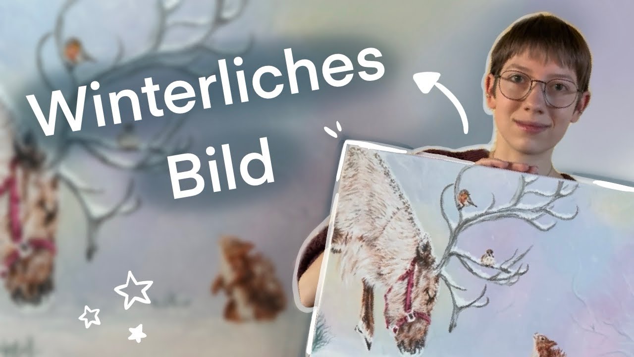 Ich male ein winterliches Bild ❄️ // Tiere und magische Stimmung mit Acrylfarben 