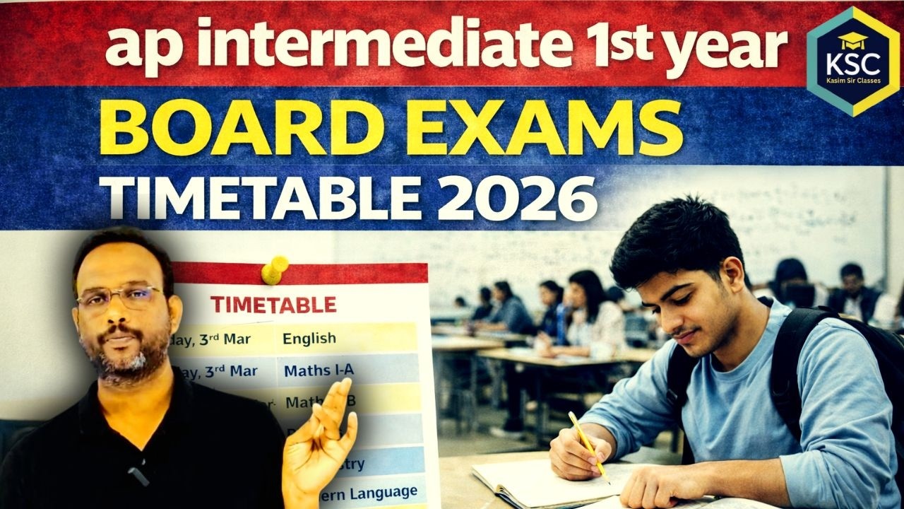 AP Intermediate 1st year Board Exams 2026 Timetable in telugu @kasimsirclasses