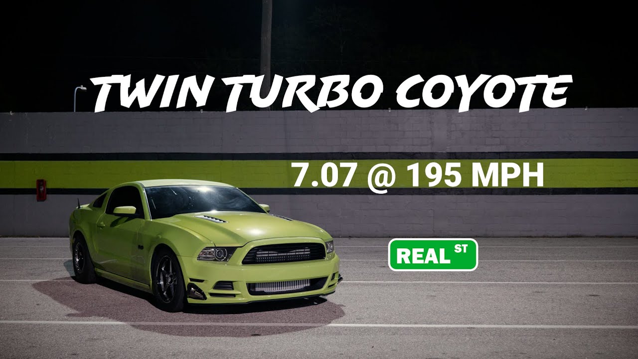 TWIN TURBO Mustang Runs New Personal Best 7.0 at 195MPH - 60ft in 1.1 Sec!!!