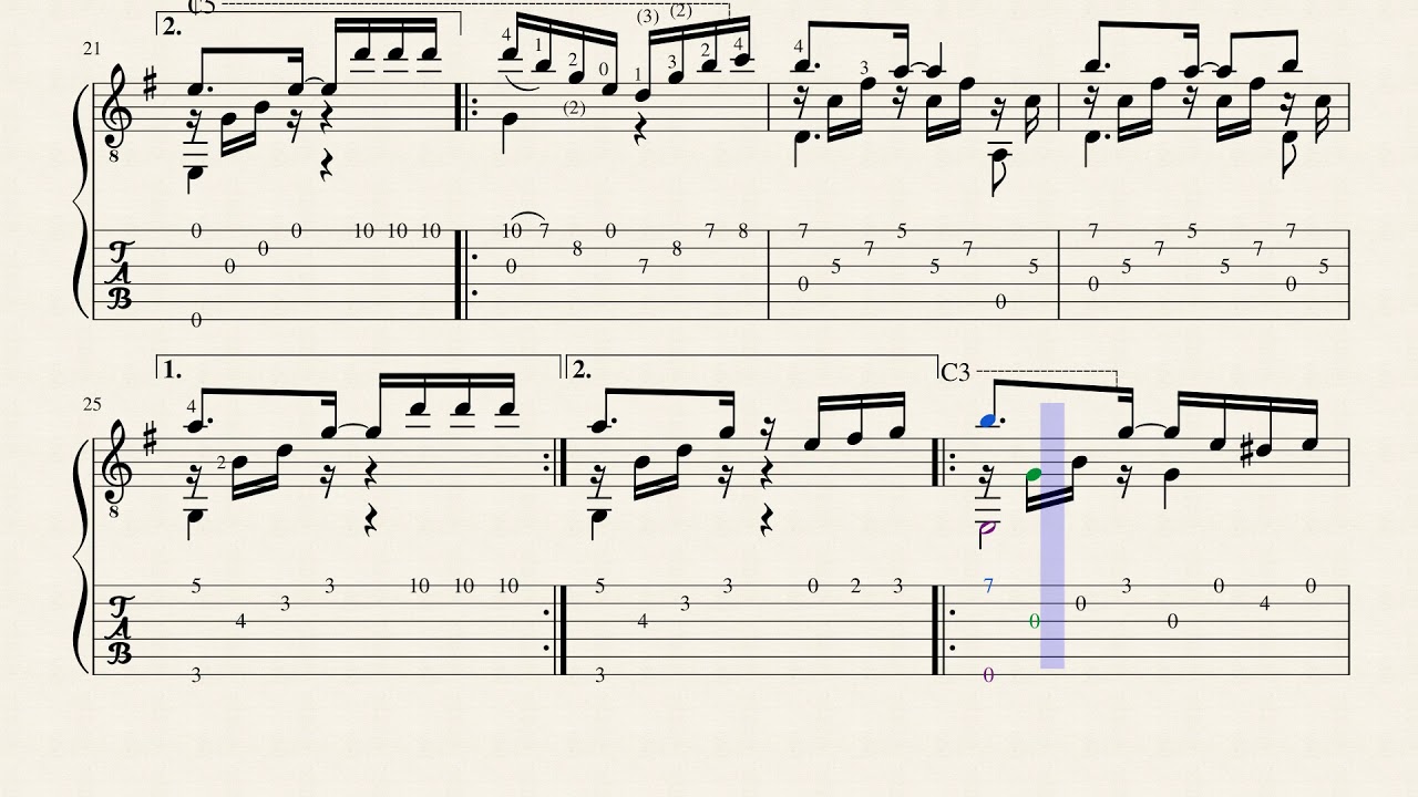 Cuban Dance - Anonymous - Tablature