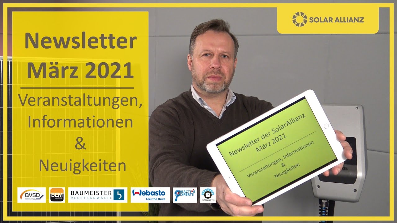 Newsletter März 2021 der SolarAllianz Veranstaltungen, Informationen, Neuigkeiten