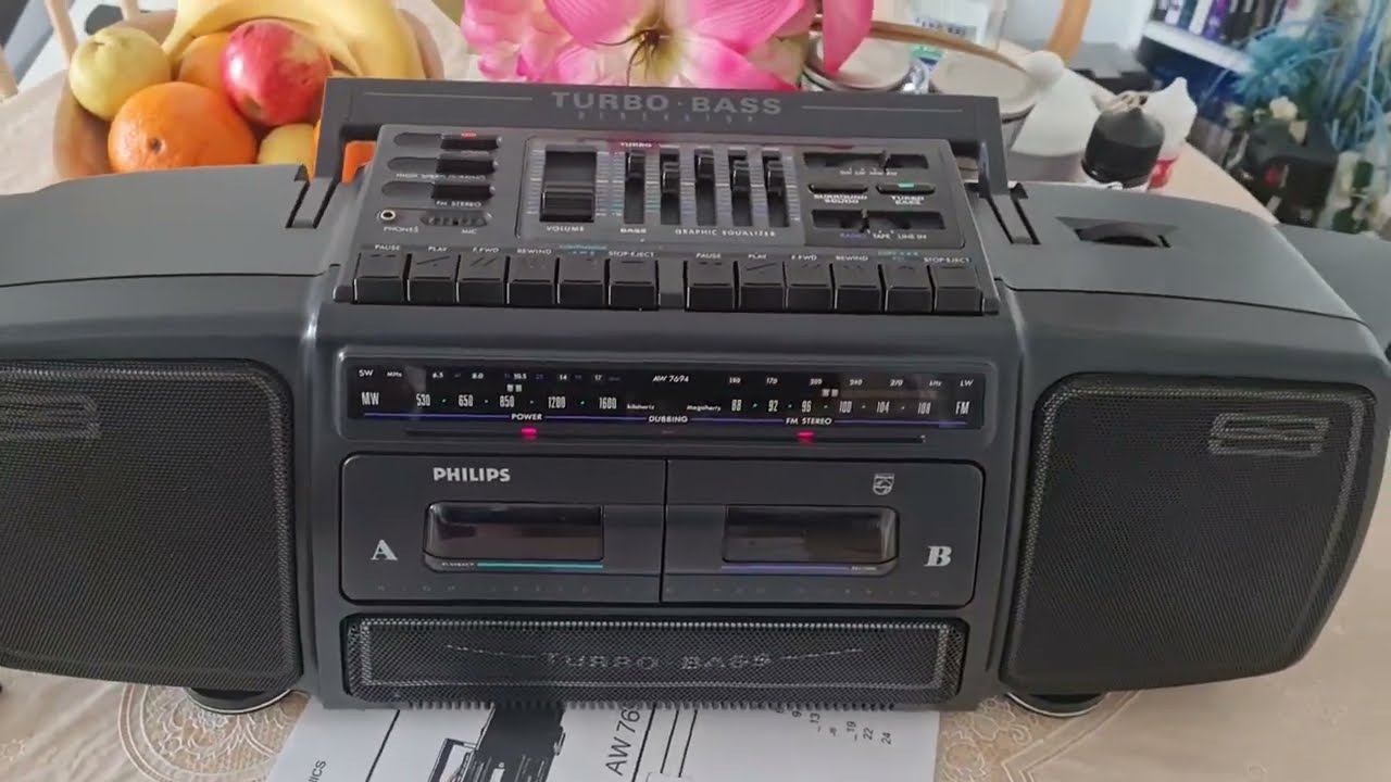 VINTAGE BOOMBOX 1988 Philips Turbo Bass Generator AW 7694/05 - 100W