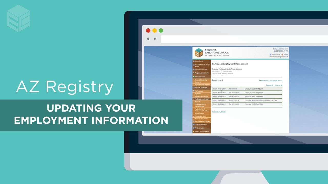 Updating Employment Information - Arizona Early Childhood Workforce Registry