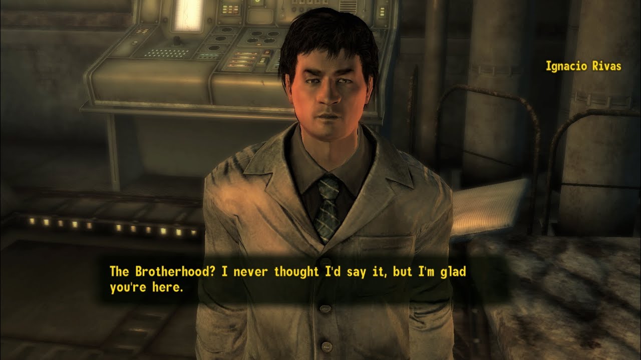 Speaking to Ignacio at Helios One as a Brotherhood member (New Vegas Mods)