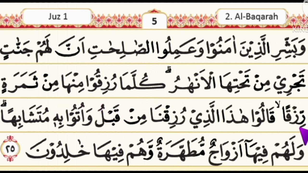 BELAJAR NGAJI QURAN Cara Mudah Membaca Alquran pelan-pelan dengan Tartil Surah Albaqoroh 25