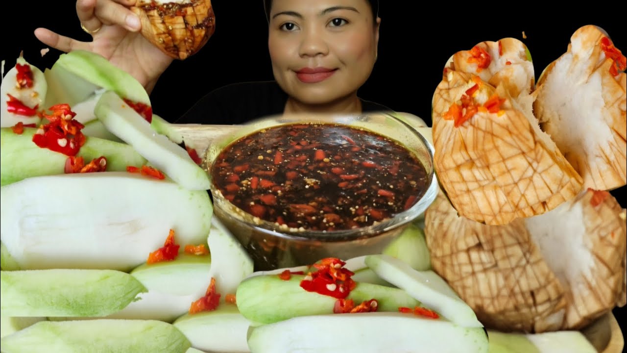 Sour Green Mango Santol with Spicy sauce Mukbang