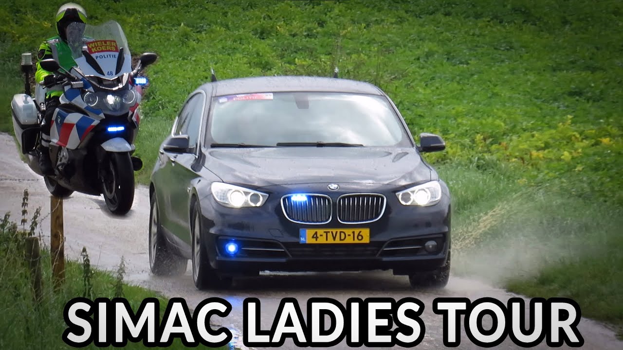 Politie Team Motorondersteuning en verkeerseenheden begeleiden de Simac Ladies Tour door Doenrade