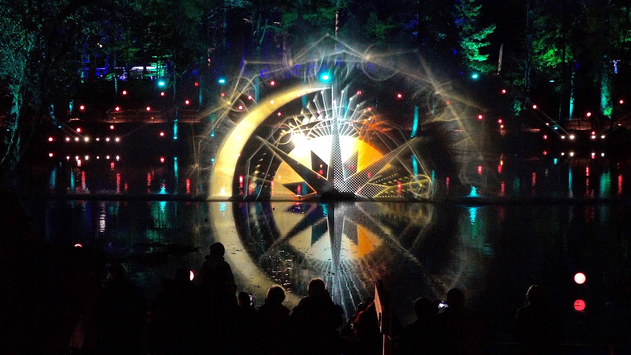 The Enchanted Forest 2019 beautiful illumination show 'Cosmos' in Scottish Woodland near Pitlochry