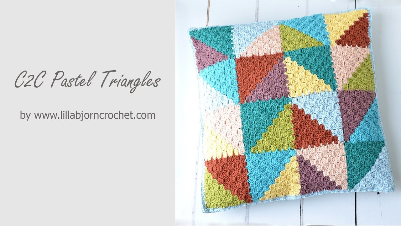 C2C Pastel Triangles Pillow - with join as-you-go method