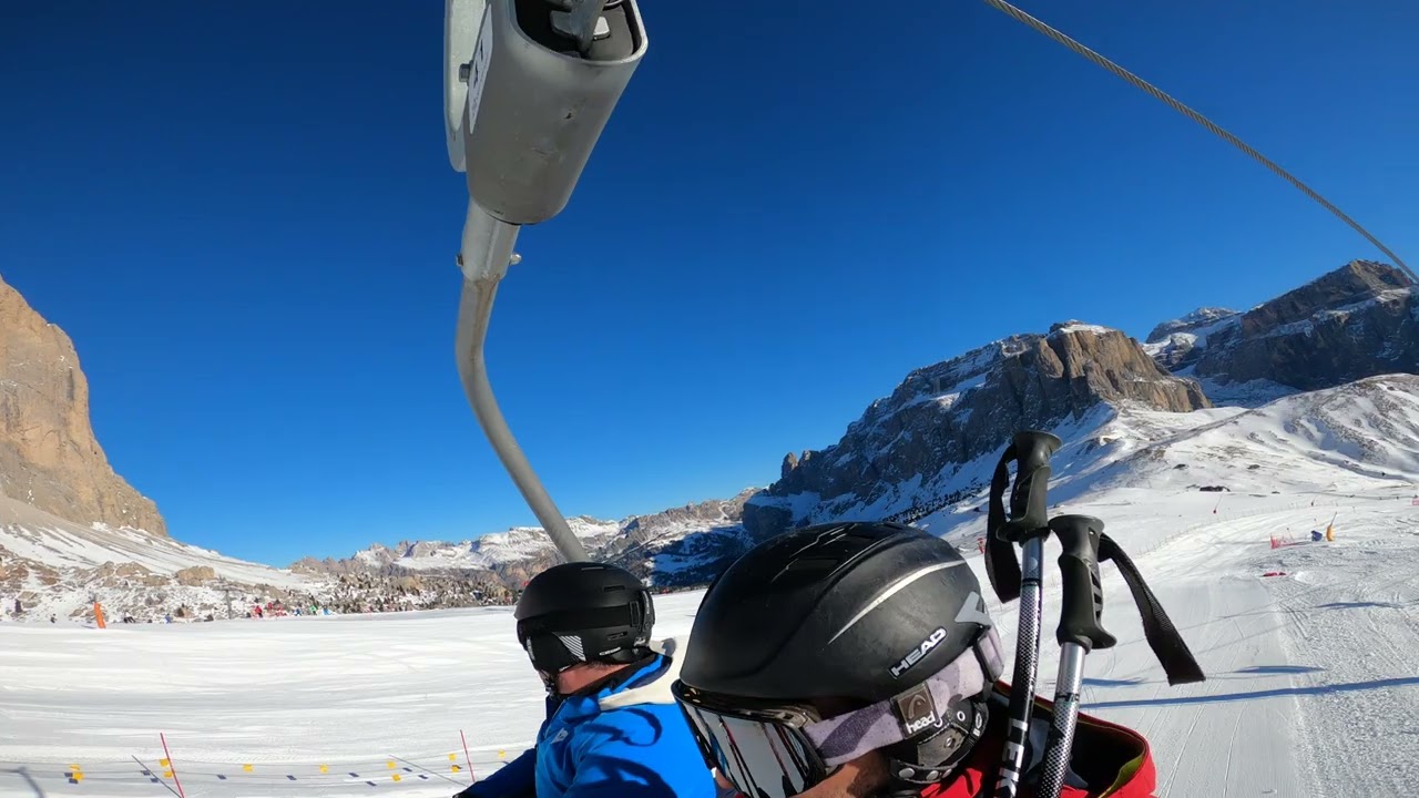 Views from the lift near Sella Ronda peak in Val di Fassa