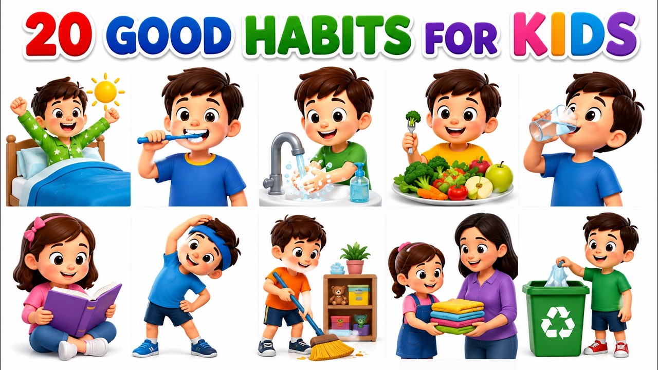 20 Good Habits for Kids | Good Manners | Good Habits in English & Hindi