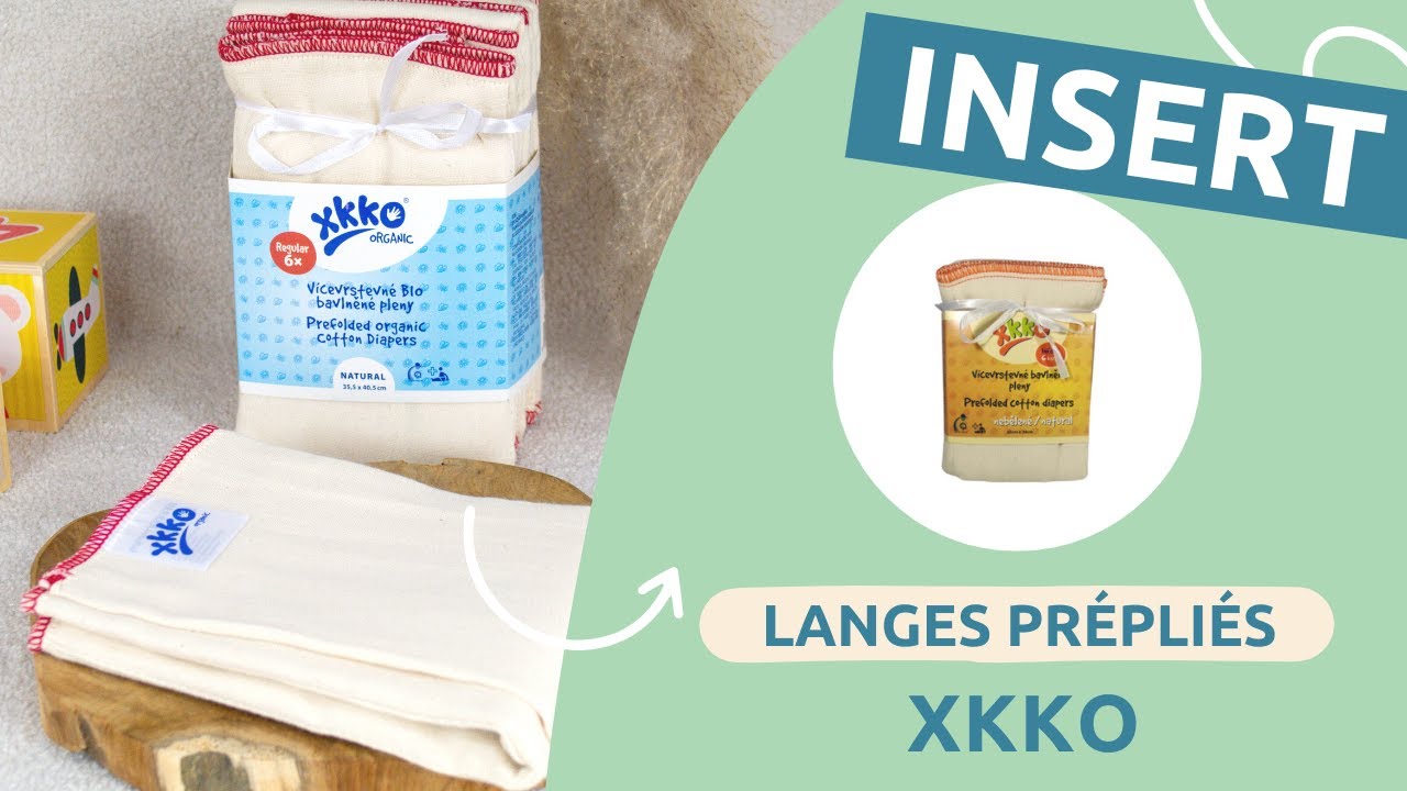 COUCHES LAVABLES | Langes prépliés XKKO (absorbants coton bio, matières naturelles)