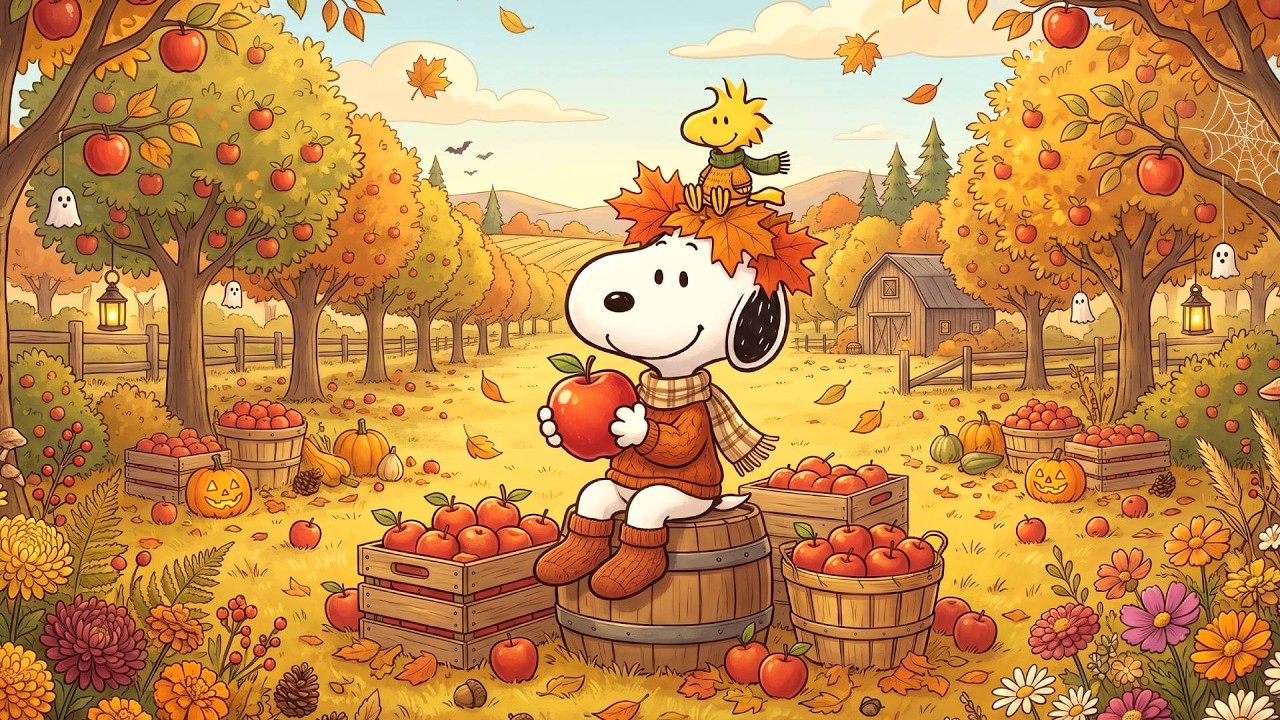 Happy Apple Day with Snoopy 🍂🍎 Warm Jazz for Little Joys & Autumn Vibes