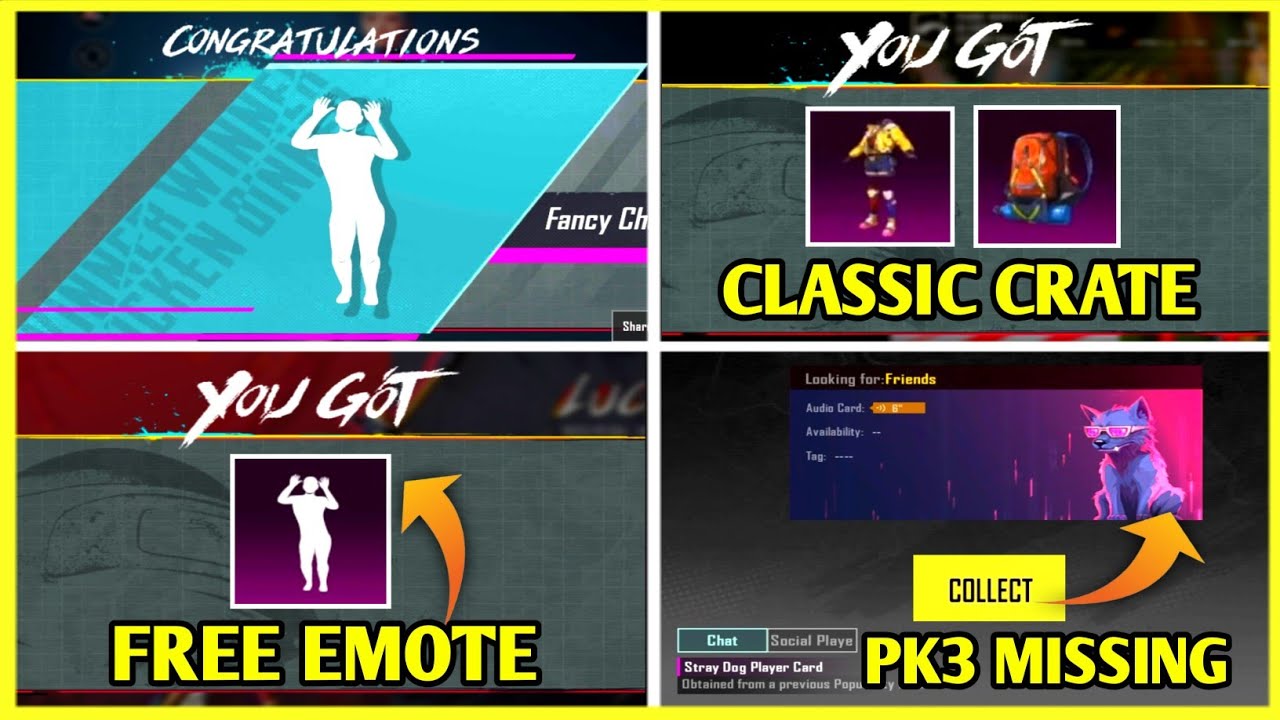 BGMI PK3 REWARD MISSING | FREE EMOTE | NEXT CLASSIC CRATE REWARDS😍