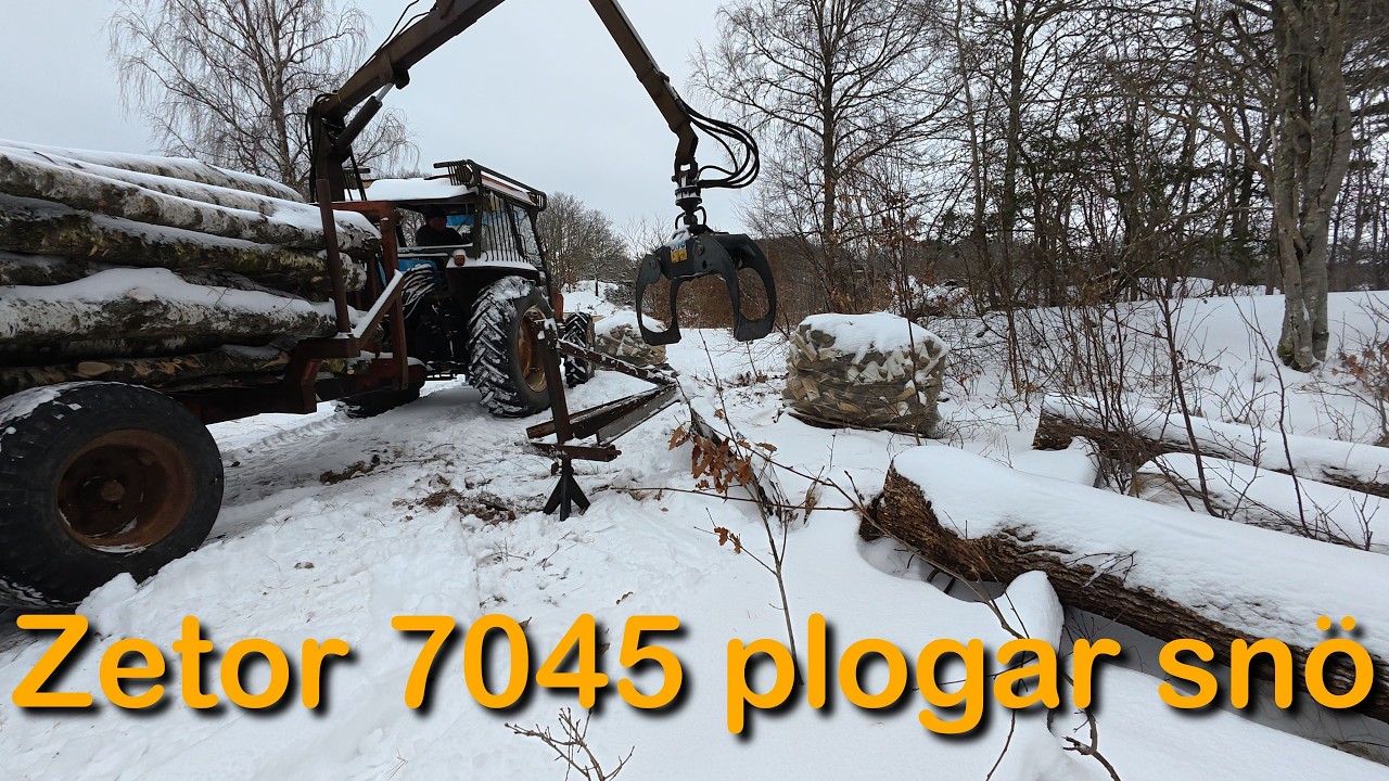 Testar snöplogen på Zetor 7045 (Snöröjning med Zetor 7045)