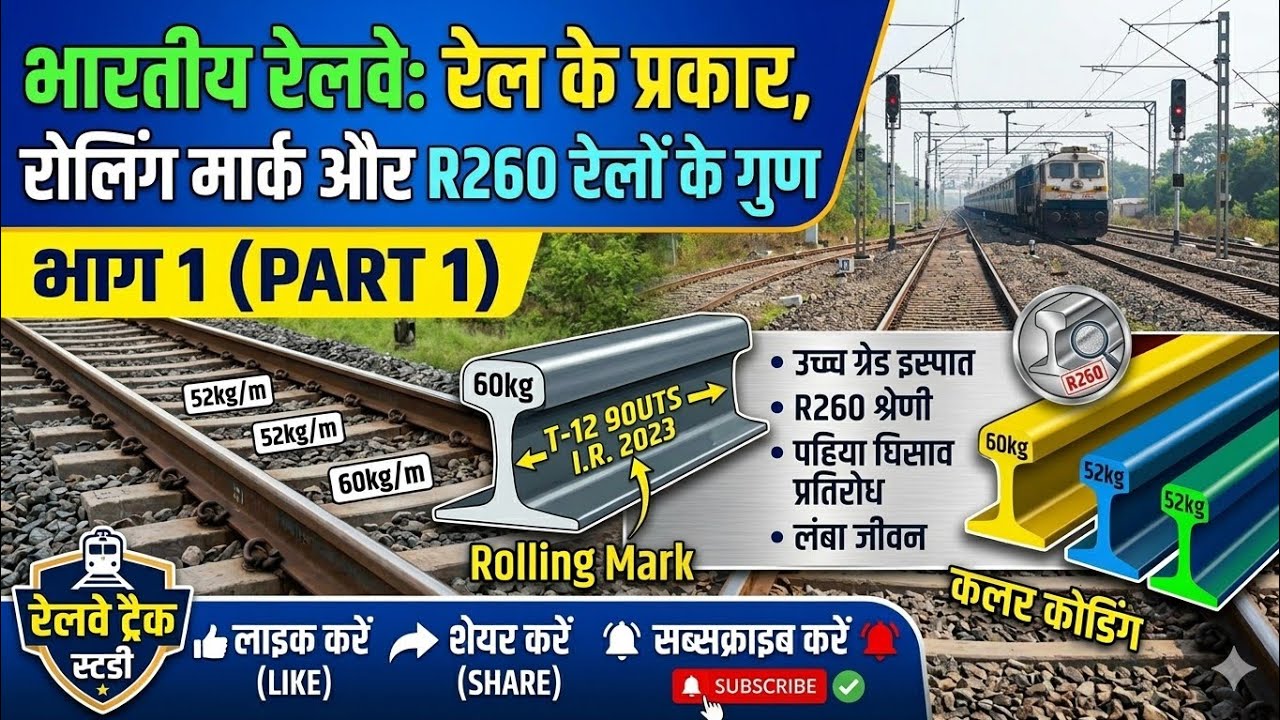 भारतीय रेलवे में इस्तेमाल होने वाली सभी रेलों की पूरी जानकारी तथा उनके रोलिंग मार्क्स ॥ 60KG/52KG...