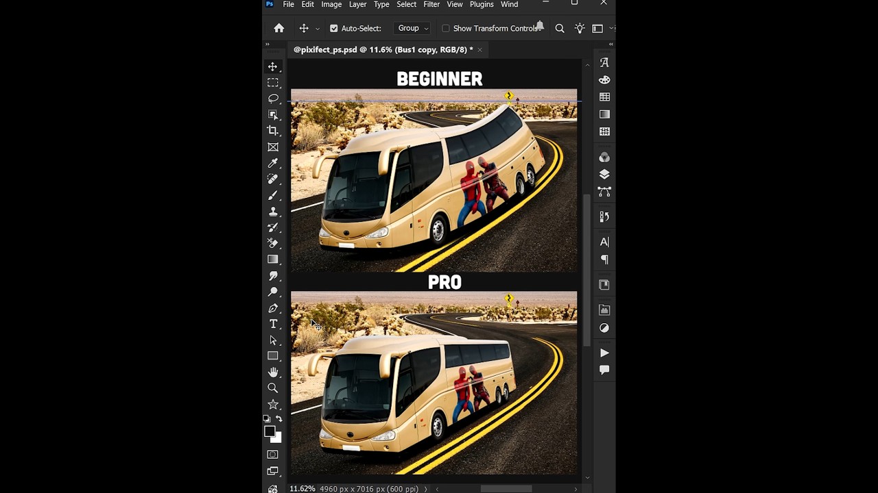 Photoshop Tips 2026 - Put Bus On Road With Perspective Warp Like a Pro  #photoshop