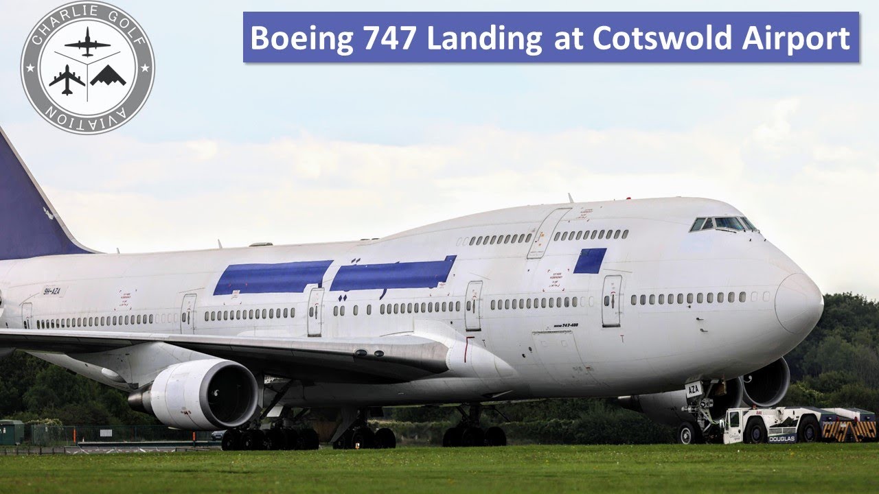 Boeing 747 Landing at Kemble Cotswold Airport - Saudi Arabian Airlines 9H-AZA