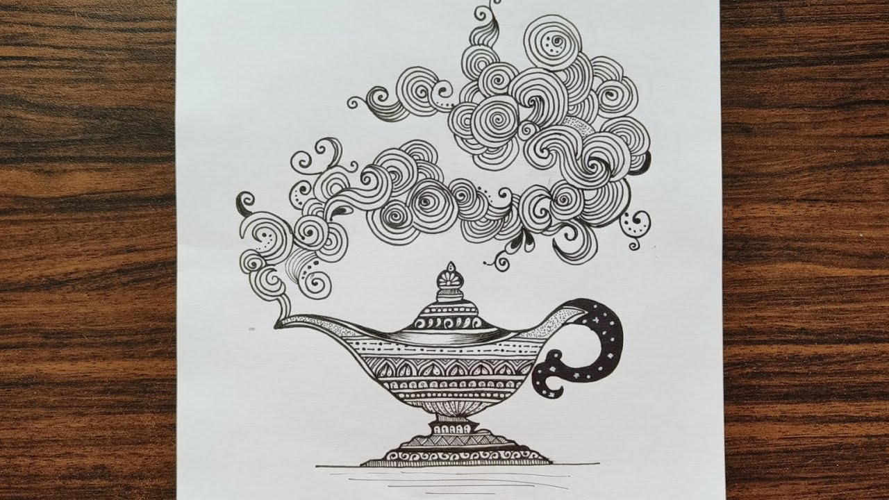 How to draw Mandala Art Alladin Lamp 
