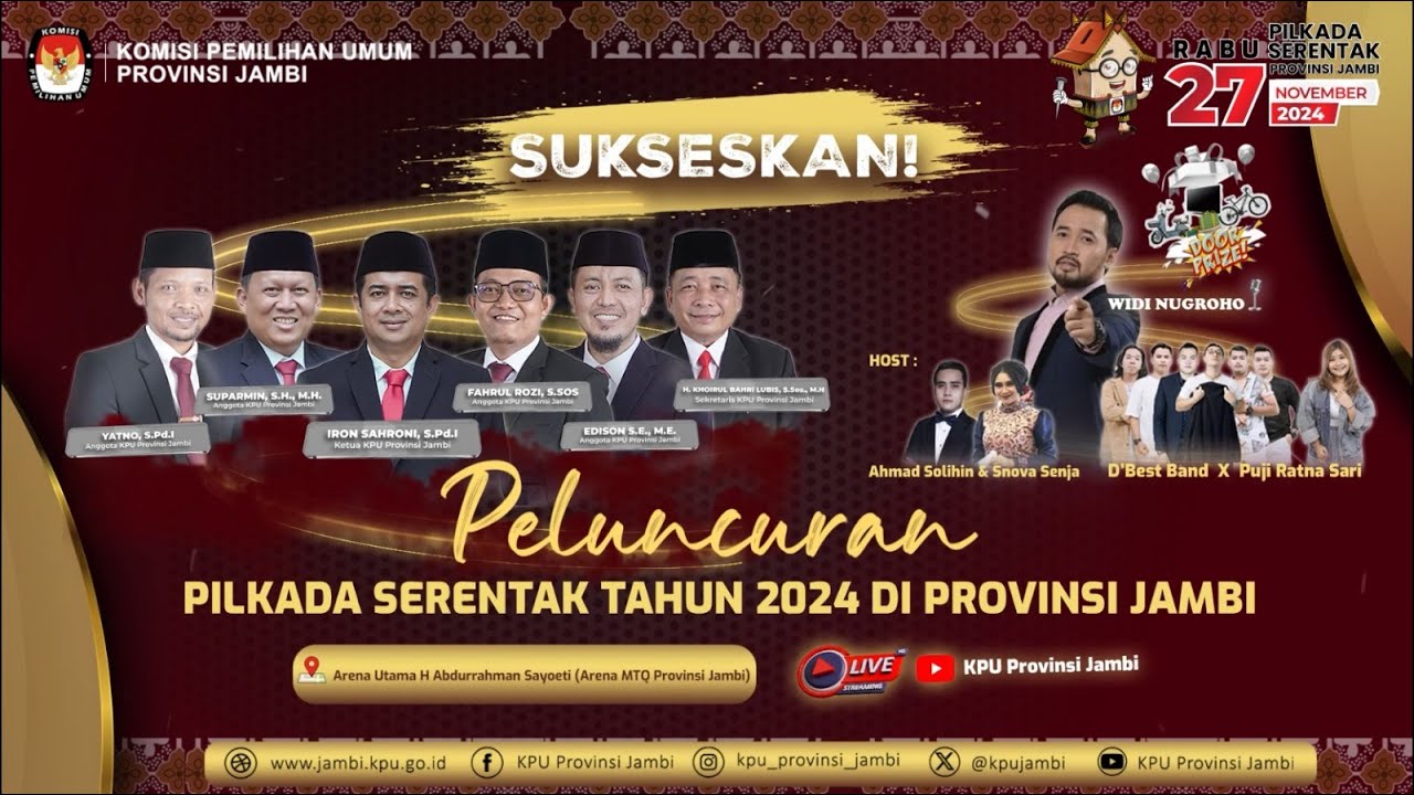 🔴 (LIVE) PELUNCURAN PILKADA SERENTAK TAHUN 2024 DI PROVINSI JAMBI
