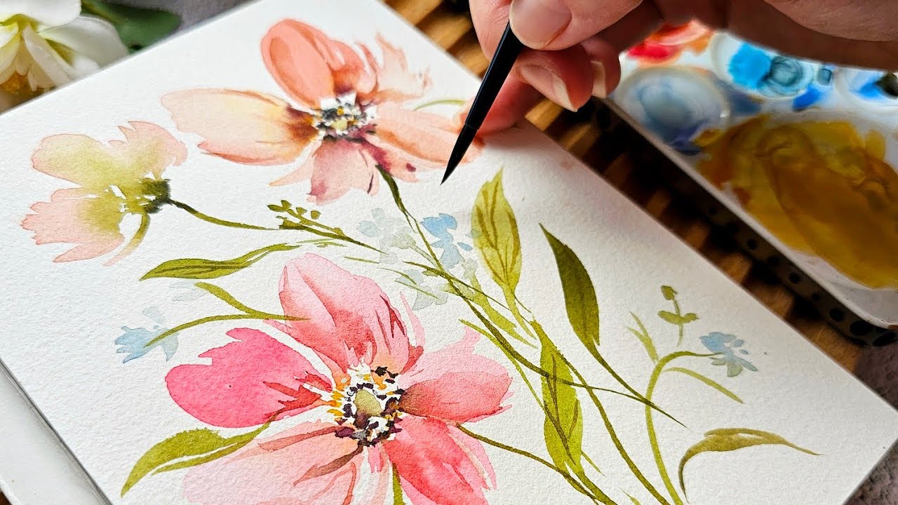 Relaxing Painting: Simple Watercolor Floral Bouquet