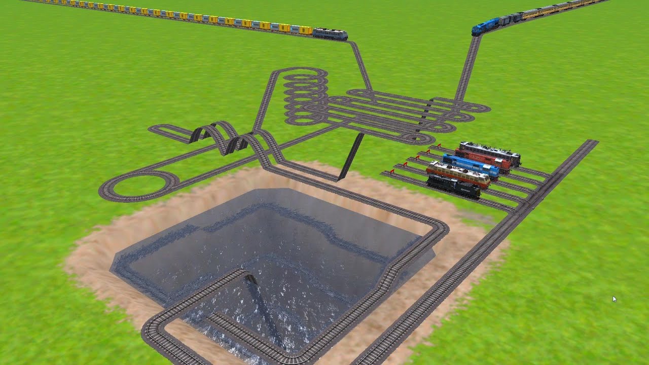 SQUARE CHASM RAILROAD TRACKS ZIG ZAG RISKY TRACKS / train wold4 