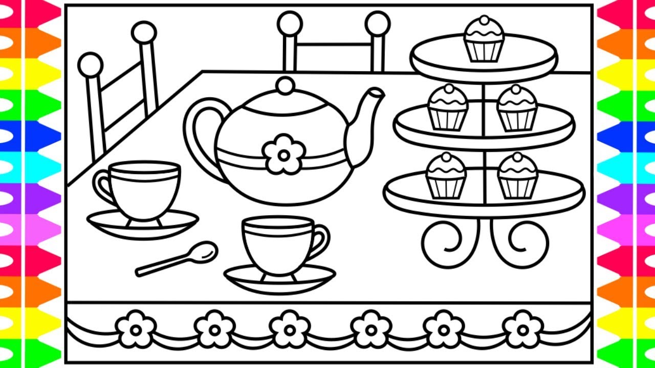 How to Draw a TEAPOT for Kids 💖💜💚☕️Teapot Drawing for Kids | Teapot Coloring Page for Kids
