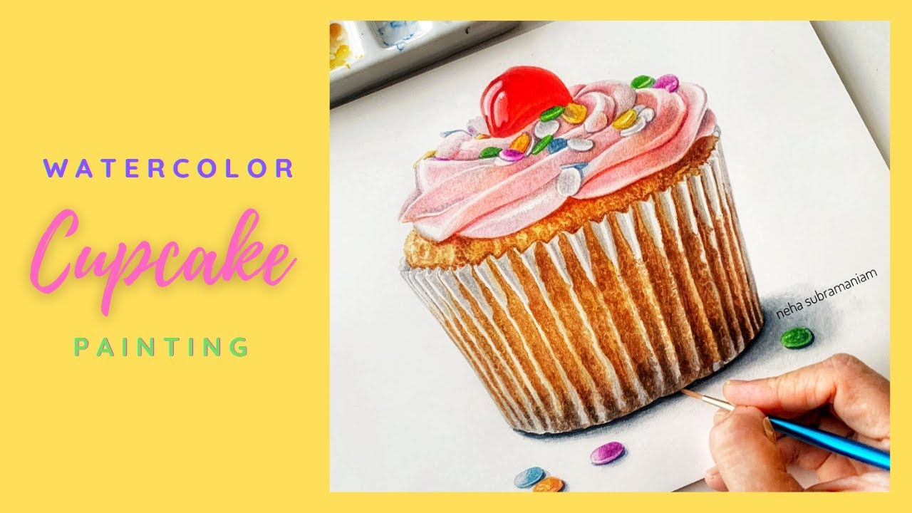 How to paint a Cupcake with WatercoloursII Realistic Watercolour painting #watercolors,