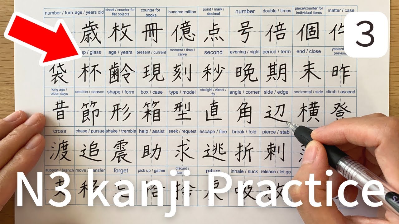 Kanji practice for N3 (JLPT)3 | Reading and writing 85 characters