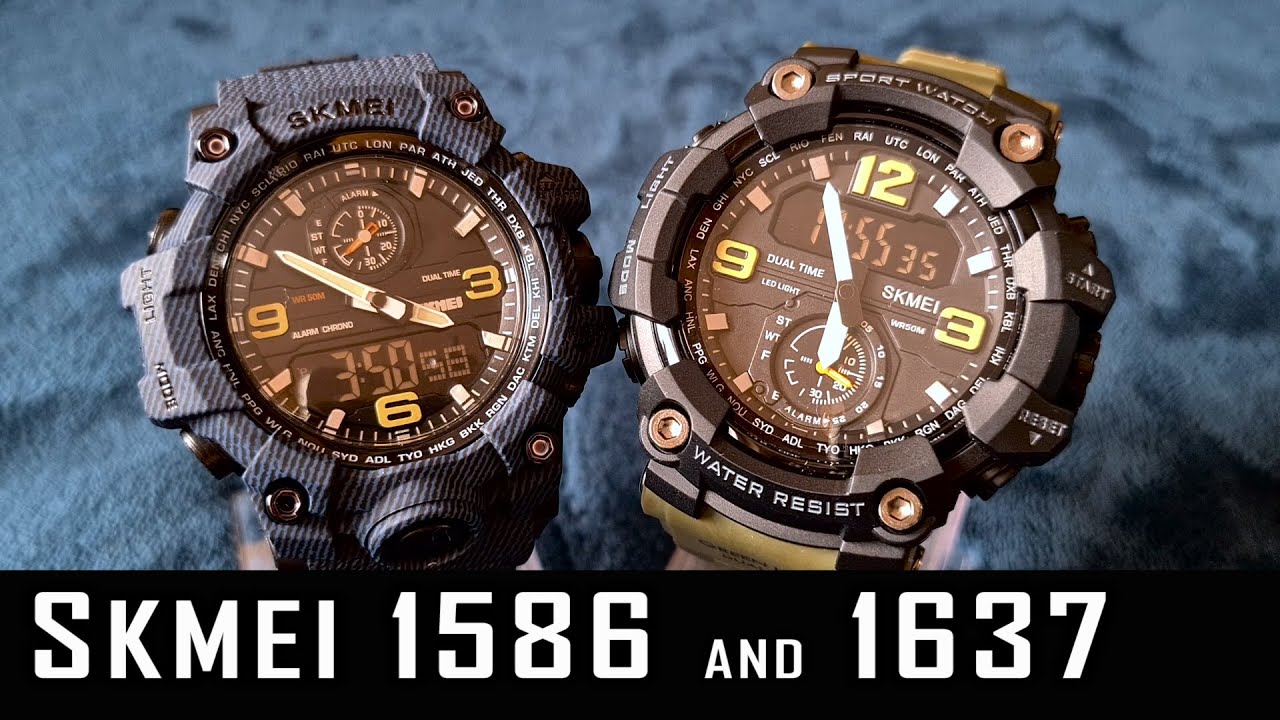 Skmei 1586 & 1637 analog-digital ?synchronized? time watch review+manual 