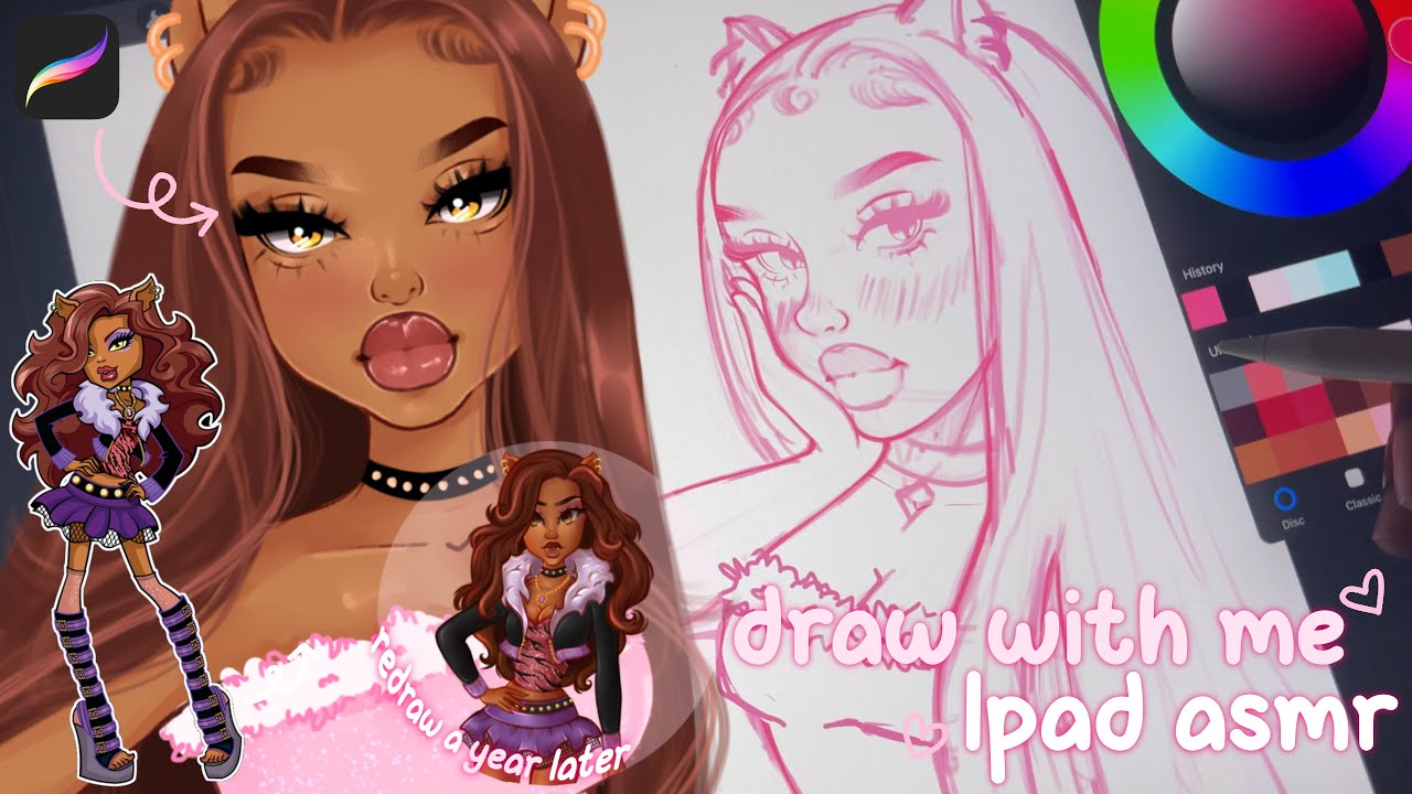♡ cozy draw with me on procreate | drawing clawdeen in my artstyle | ipad asmr no music 🎧🤍