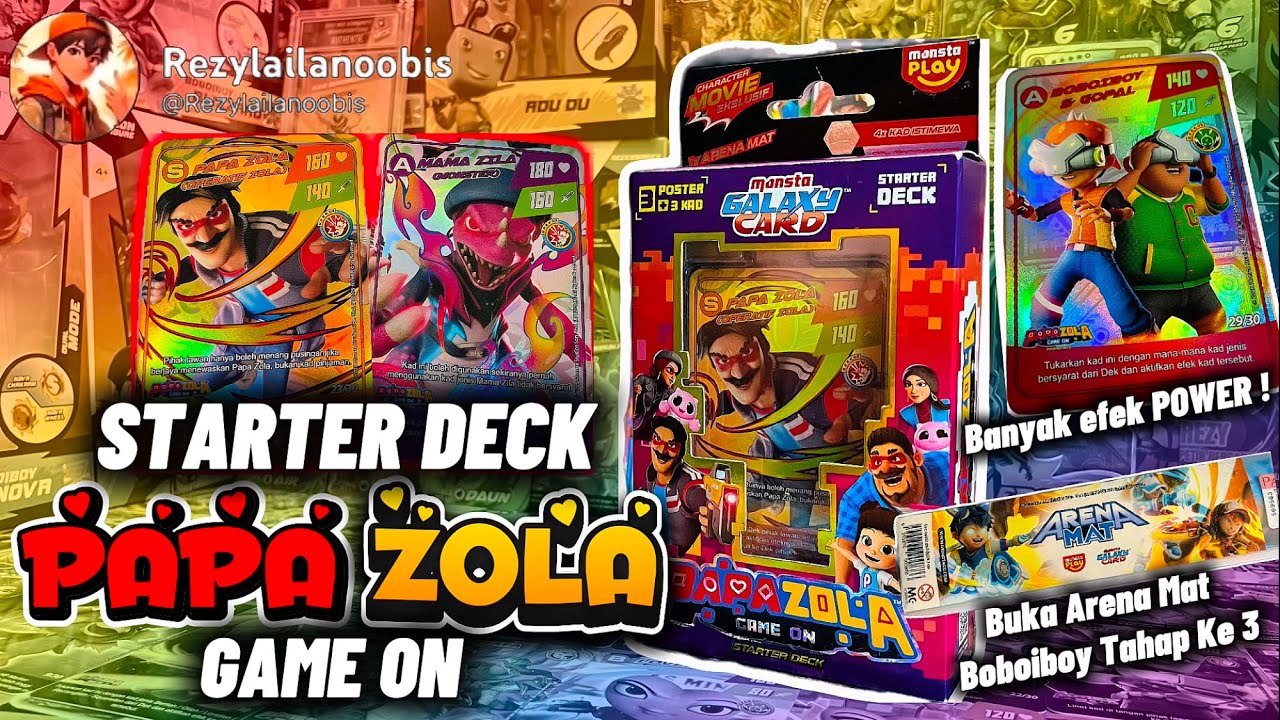 Unboxing Starter Deck Papa Zola Dan Arena Mat Boboiboy Kuasa Tahap ke 3!