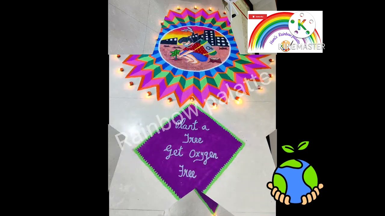 Theme Rangoli l O2 l Save nature l Prize winning Rangoli # Save earth