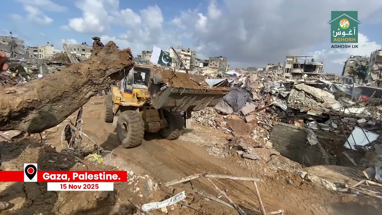 Debris Removal in Gaza by Aghosh UK Alkhidmat Foundation - Rebuild Gaza plan - Britain with Gaza