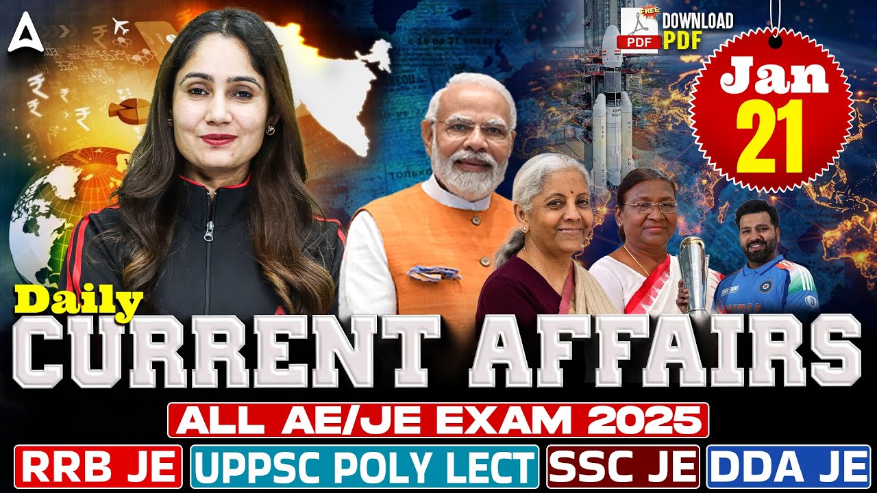 21 Jan Current Affairs 2026 for All AE/JE Exam | Static GK 2026 | Current Affairs Today | Pinki Mam